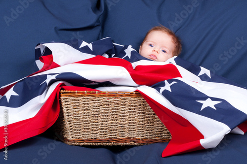 4th of July Baby In A Basket