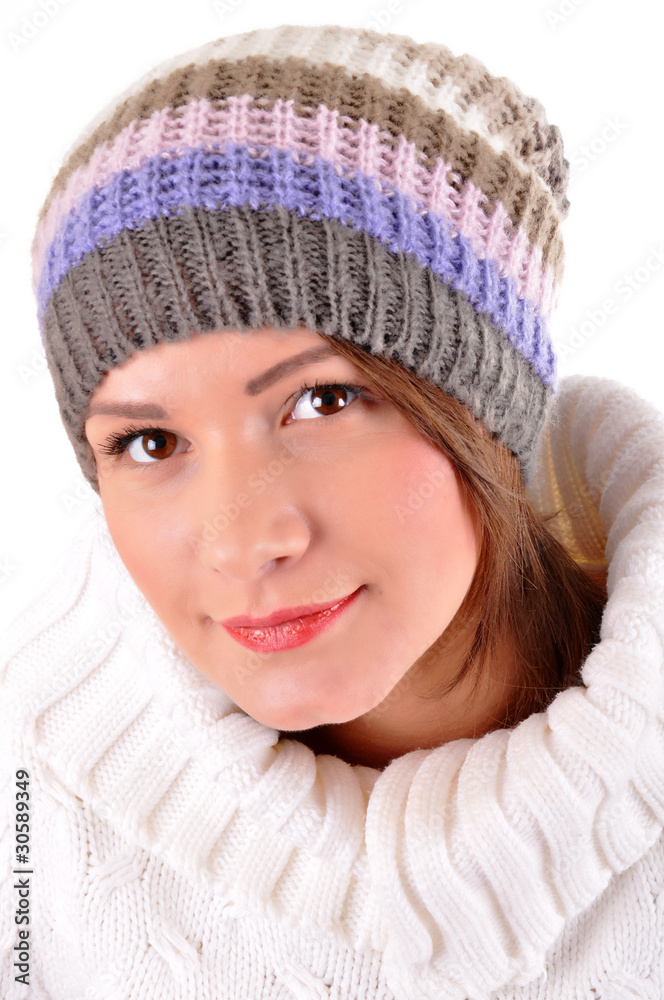 Beautiful woman portrait - isolated over a white background Beautiful woman portrait - isolated over a white background