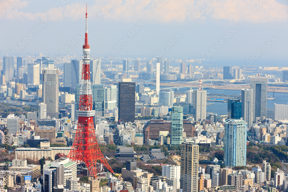 Naklejka premium Krajobraz miasta turystycznego Tokio