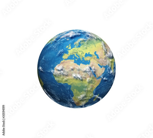 3D render of planet Earth showing Europe and France