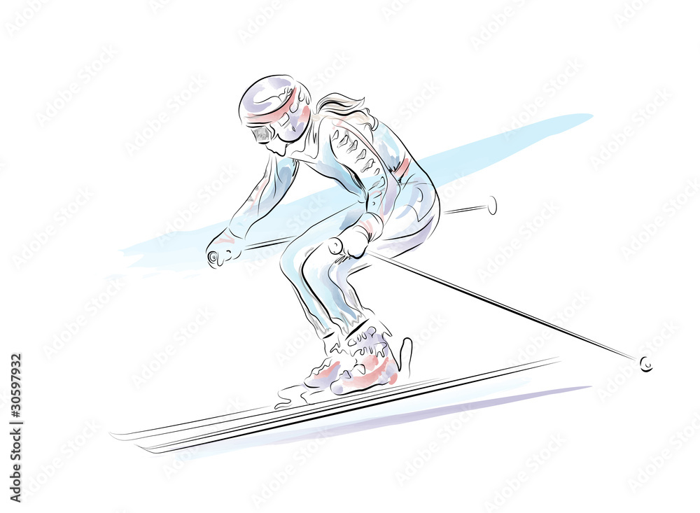 Fototapeta premium hand drawn sketch of the skier