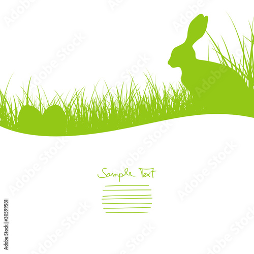 Bunny Sitting In The Meadow & Eggs Green Wave