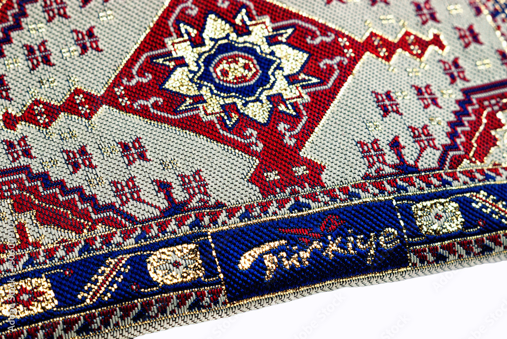 embroidery pattern with turkiye word and selective focus embroidery pattern with turkiye word and selective focus