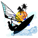 windsurfing - vector set