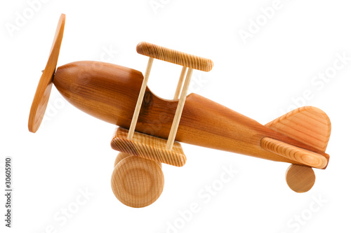 wooden toy airplane close up