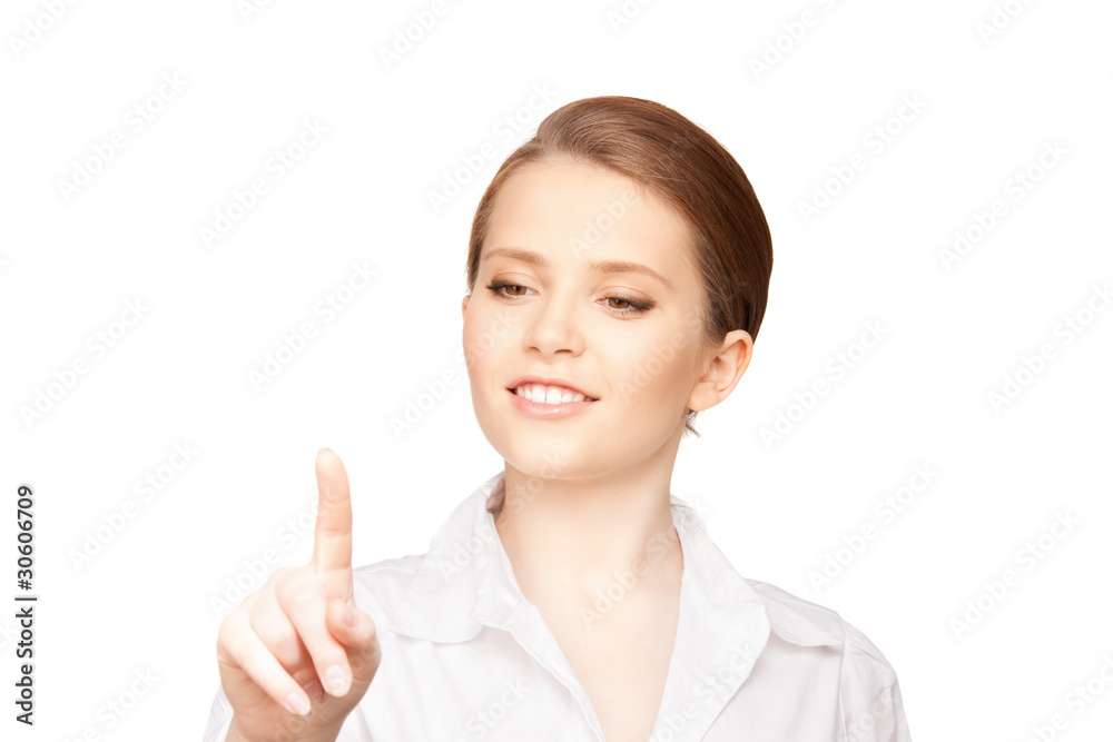 businesswoman working with something imaginary businesswoman working with something imaginary