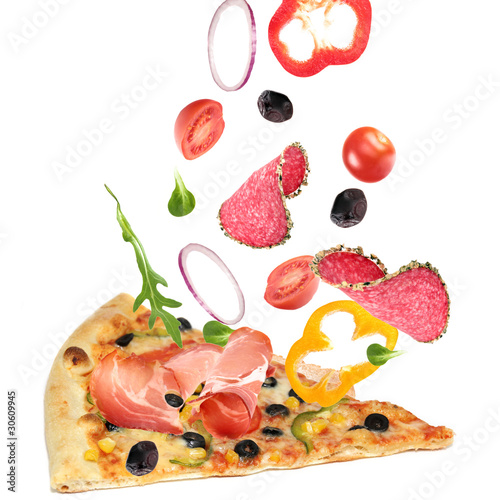 Pizza slice with ingredient...