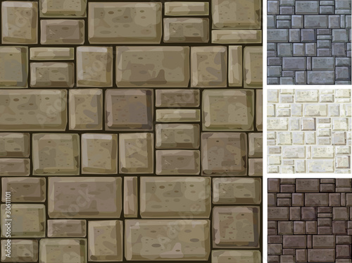 Seamless texture of stonewall  in different colors photo