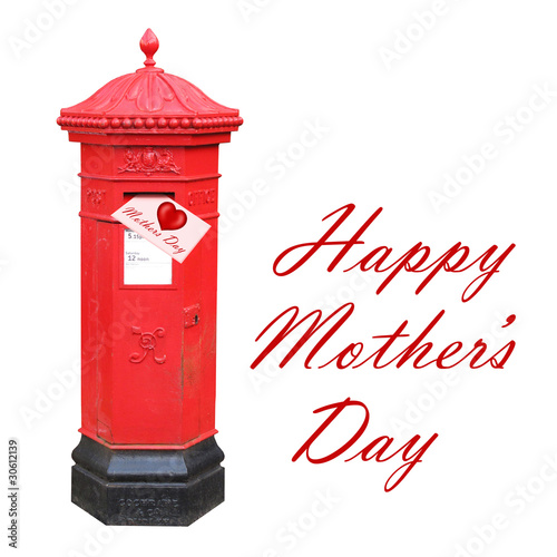 Mother's Day card posted in a Victorian postbox
