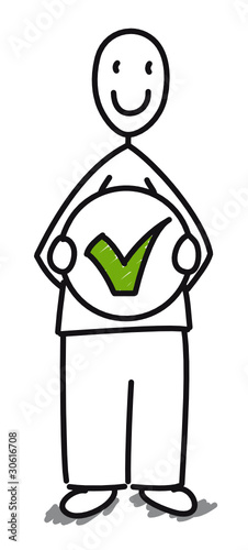 Homme avec symbole d'approbation