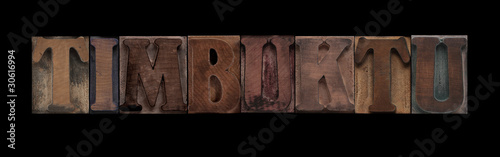 the word Timbuktu in old letterpress wood type photo