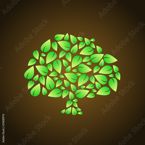 Abstract tree icon made from leaves