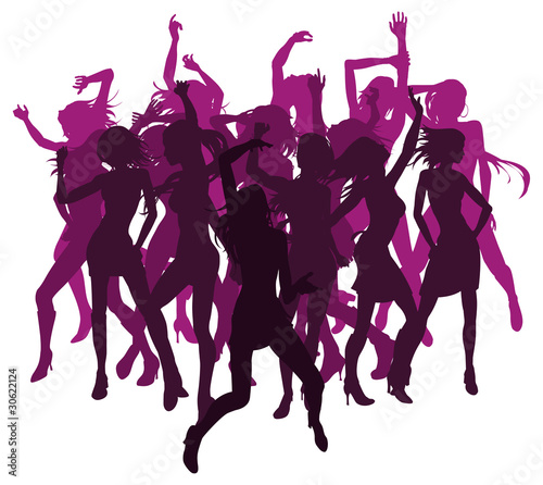 Beautiful women dancing silhouettes