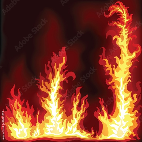 The image of a flame of fire on a black background