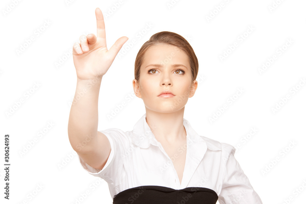 businesswoman working with something imaginary