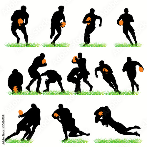 Rugby silhouettes set
