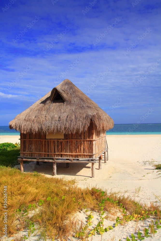 cabin palapa hut Caribbean sea beach Mexico cabin palapa hut Caribbean sea beach Mexico
