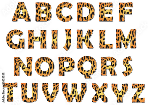 Leopard alphabet vector pack