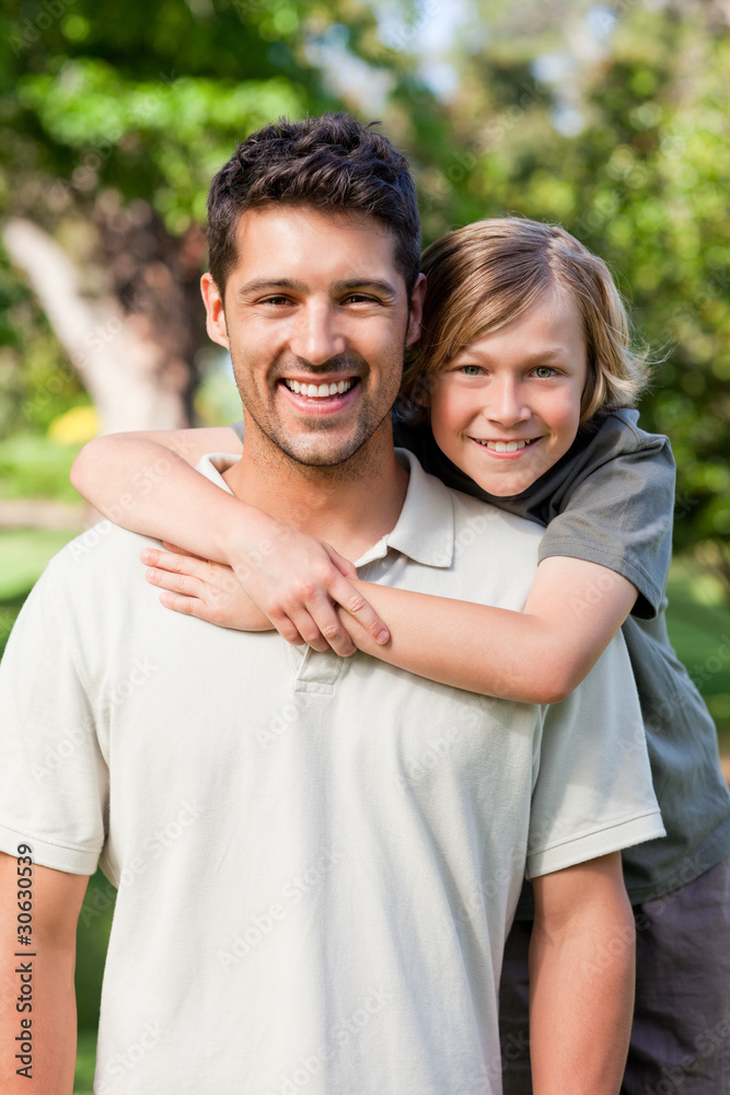 Father and his son in the park