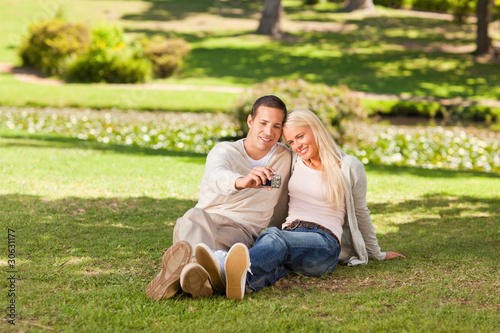 Young couple taking a photo of themselves