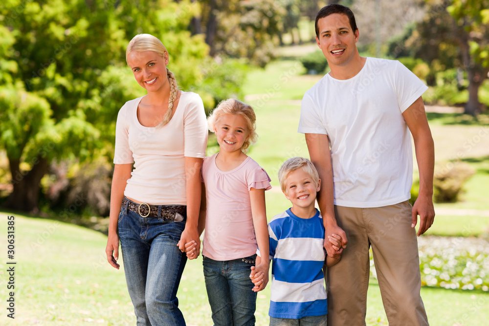 Adorable family in the park