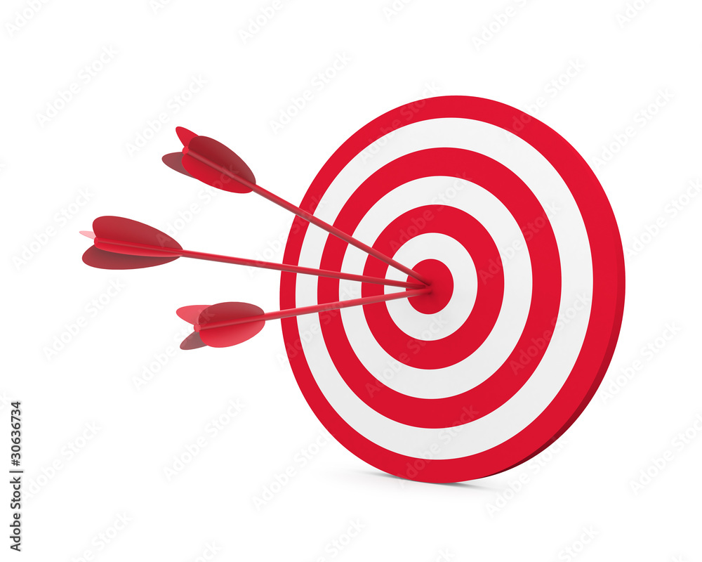 Red and White target with three arrow Red and White target with three arrow