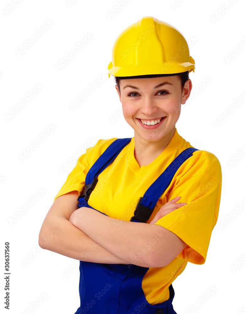Young beautiful woman in construction uniform Young beautiful woman in construction uniform