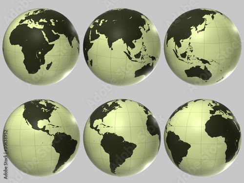 Rubber world globe. Set of Earth maps