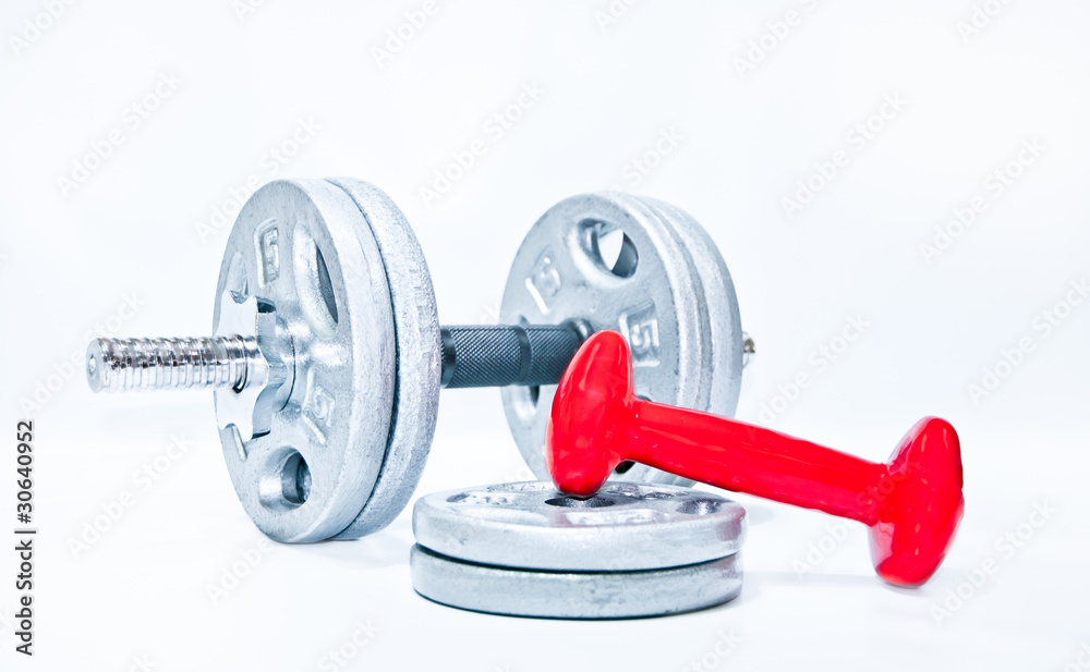 Naklejka premium Poids haltères et disques