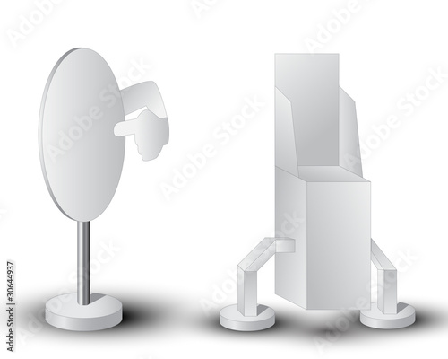 Two white display with pointer. Vector illustration.
