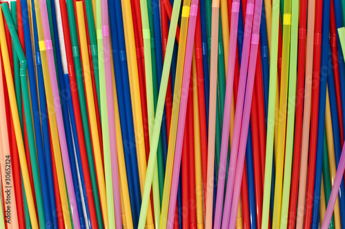 A large group of colored plastic straw