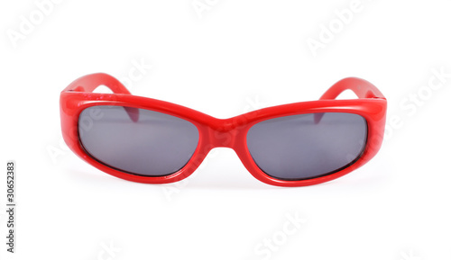 red child sunglasses isolated on white