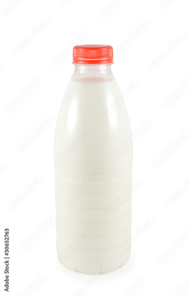 Milk in bottle isolated on white