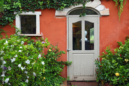 Italian style Window and Door with flower bush