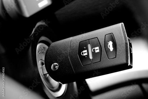 Car key into ignition lock