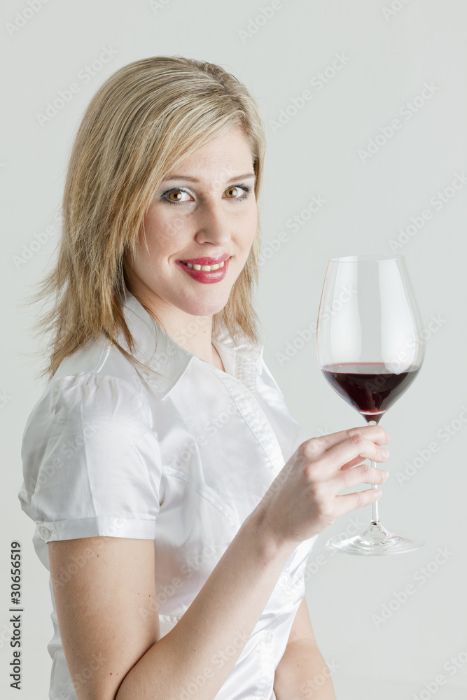 portrait of young woman with a glass of red wine portrait of young woman with a glass of red wine
