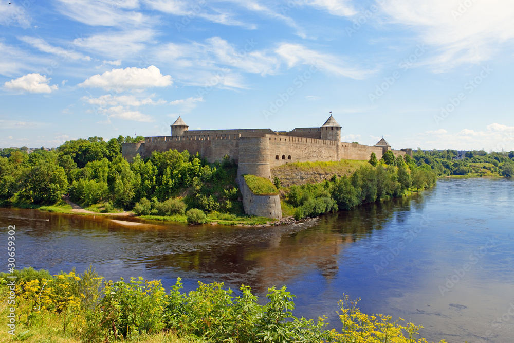 Ivangorod fortress at the border of Russia and Estonia