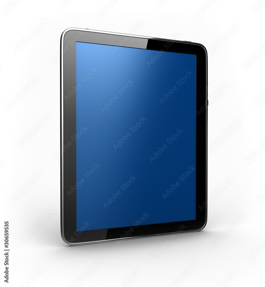 Digital Tablet with blue screen in perspective Digital Tablet with blue screen in perspective