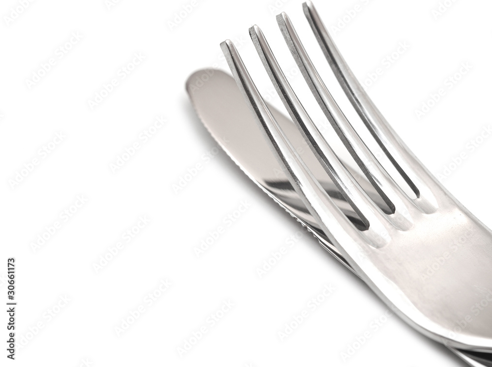 close up of a knife and fork