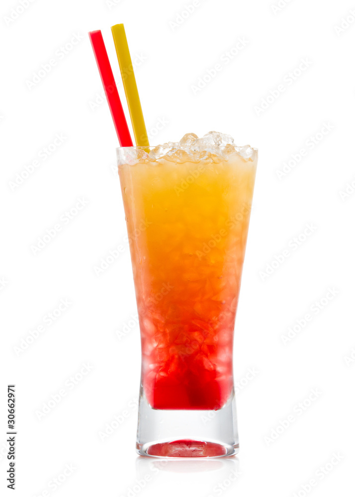 Tequila sunrise Cocktail isolated on a white background Tequila sunrise Cocktail isolated on a white background