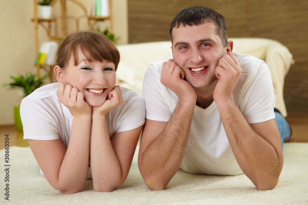 Fototapeta premium couple at home relaxing