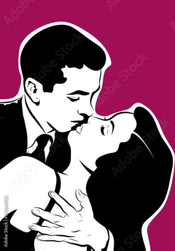 portrait couple glamour baiser