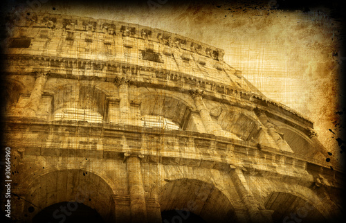 Retro card with italian architecture ( Colosseum, the Coliseum)