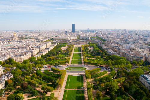 Aerial panoramic view of Paris and Seine river as seen from Eiff photo