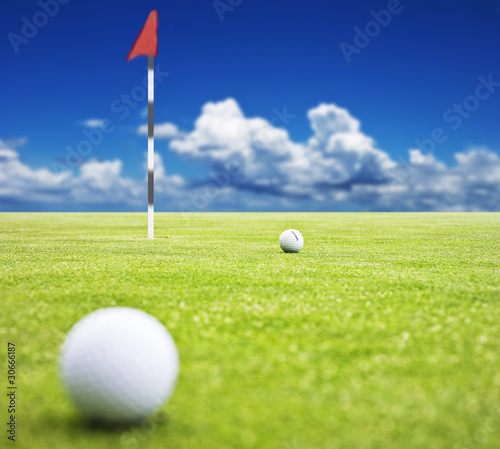 Golf ball on a putting green