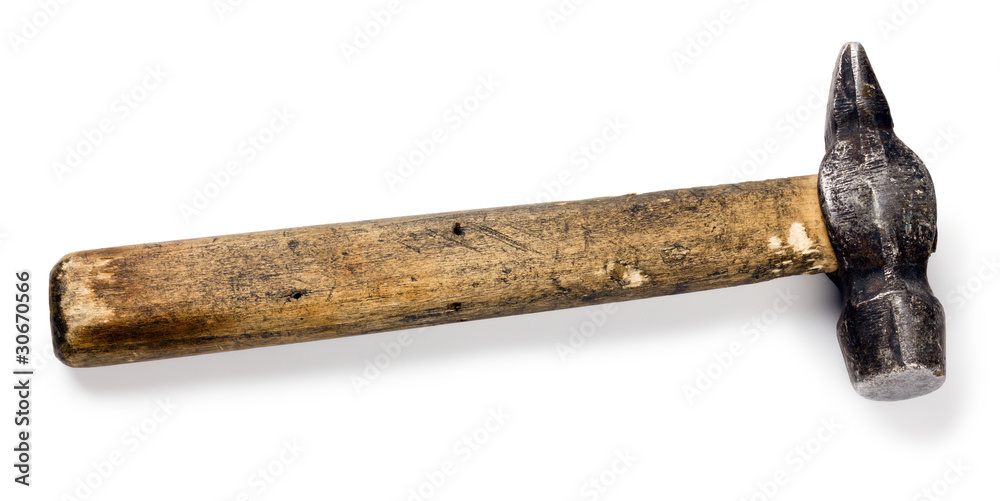 Old shabby working hammer of handwork on the wooden handle Old shabby working hammer of handwork on the wooden handle