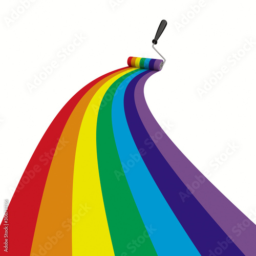 Rainbow drawn roller brush ...