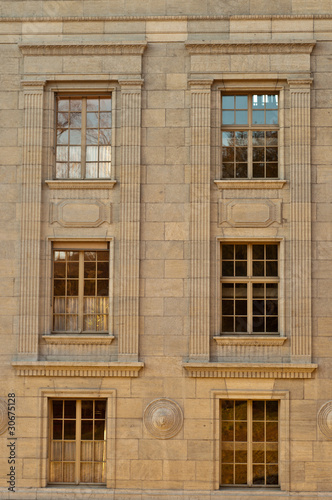 Old windows in stone building