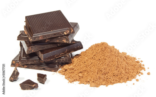 Close up of a chocolate and cocoa