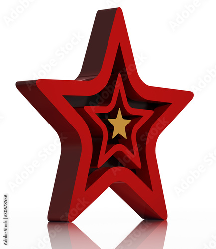Red star 3d icon isolated o...